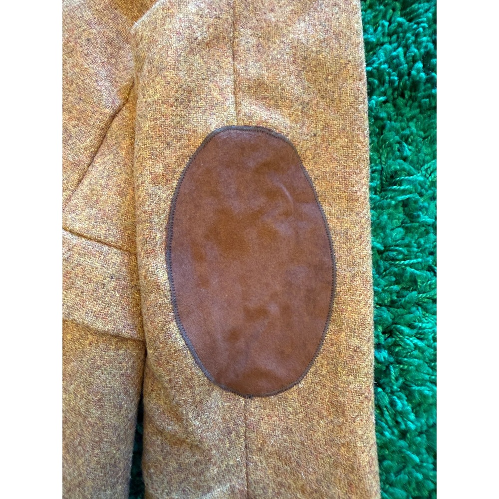 Zara Blazer Womens L‎ Mustard Yellow Excellent Shetland Wool Elbow Patch Jacket - Picture 11 of 11